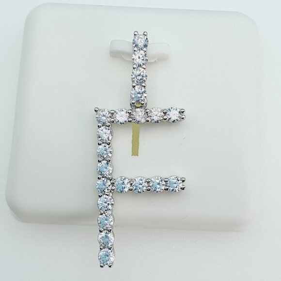 "925 Sterling Silver Cubic Zirconia Initial Pendant, UU1P6A6172 - Picture 6 of 11